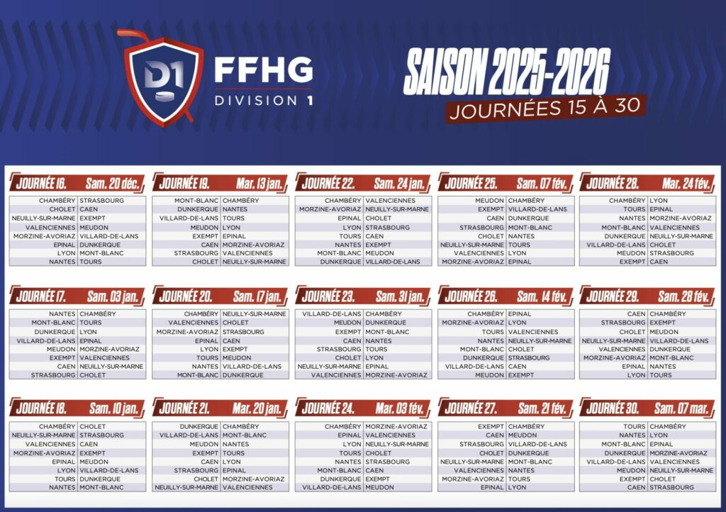 Calendrier D1 Lyon Hockey Club 1